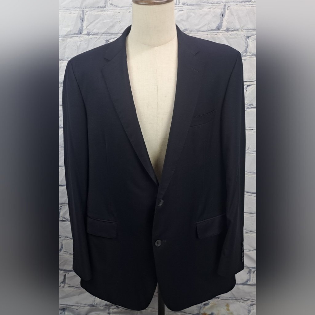 Samuelsohn Performance Men's Sport Coat Blazer Gable Super 130s Dark Navy 46l